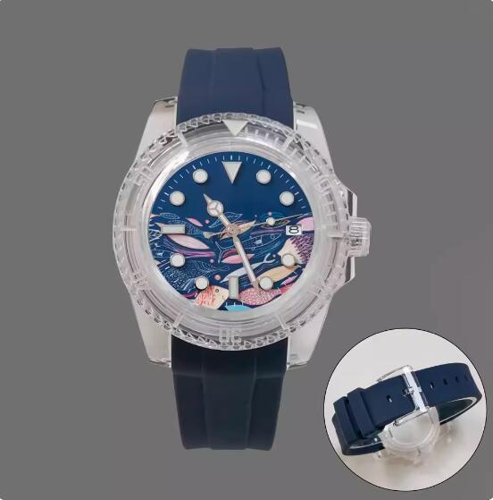 Night Glow Transparent Case Automatic Mechanical Watch Youth Style 40mm Paired with Japanese NH35 Movement