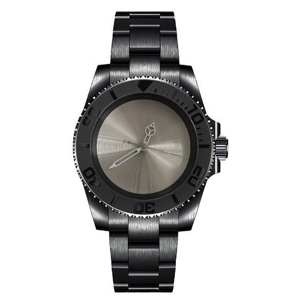 Mechanical Watch PVD Black 40mm Precision Steel Case with Blue Treasure Glass Gray Plate and NH35 Movement