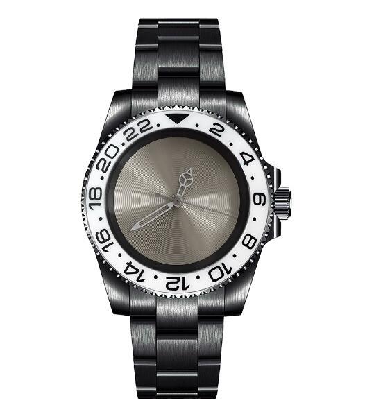 Mechanical Watch PVD Black 40mm Precision Steel Case with Blue Treasure Glass Gray Plate and NH35 Movement