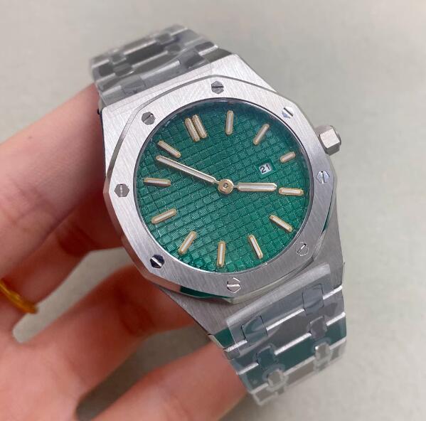 31MM minimalist women's octagonal stainless steel quartz watch with green luminous dial and Japanese VJ24 quartz movement