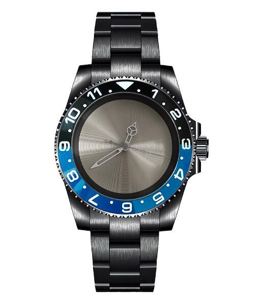 Mechanical Watch PVD Black 40mm Precision Steel Case with Blue Treasure Glass Gray Plate and NH35 Movement