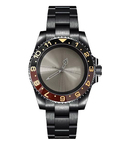 Mechanical Watch PVD Black 40mm Precision Steel Case with Blue Treasure Glass Gray Plate and NH35 Movement