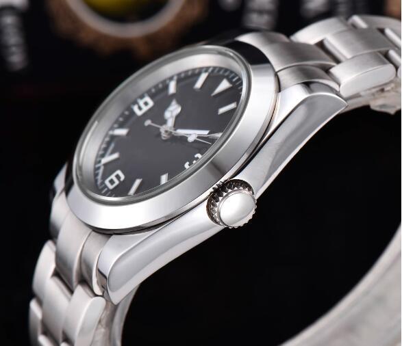 Men's Mechanical Watch 40mm Blue Treasure Mirror Fully Automatic Movement Diving Watch Black