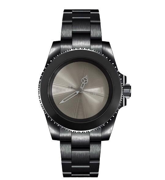 Mechanical Watch PVD Black 40mm Precision Steel Case with Blue Treasure Glass Gray Plate and NH35 Movement