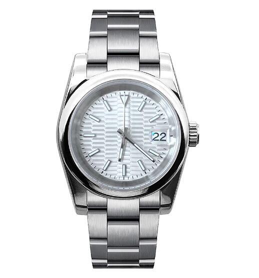 Mechanical watch 36MM oyster style constant motion R-side case with pull teeth, full sand strap, blue glow dial, equipped with NH35 movement