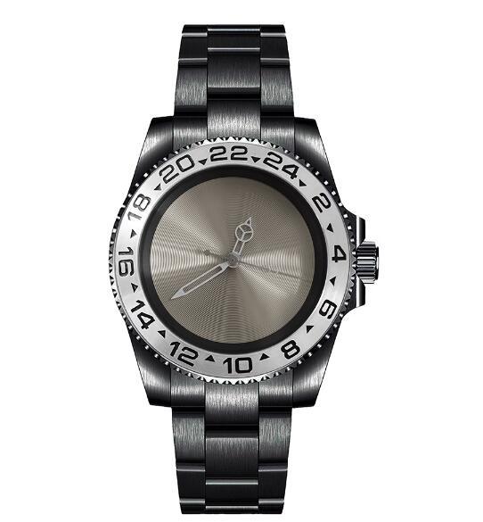 Mechanical Watch PVD Black 40mm Precision Steel Case with Blue Treasure Glass Gray Plate and NH35 Movement