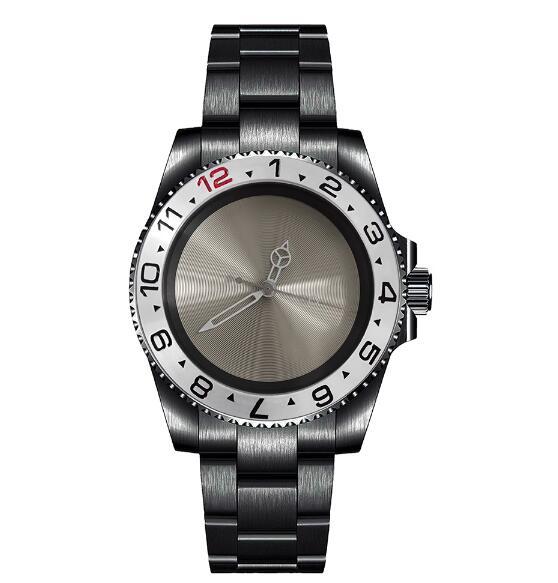 Mechanical Watch PVD Black 40mm Precision Steel Case with Blue Treasure Glass Gray Plate and NH35 Movement