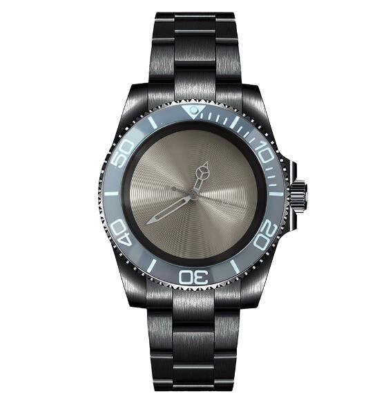 Mechanical Watch PVD Black 40mm Precision Steel Case with Blue Treasure Glass Gray Plate and NH35 Movement