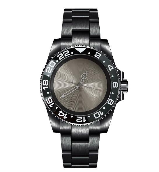 Mechanical Watch PVD Black 40mm Precision Steel Case with Blue Treasure Glass Gray Plate and NH35 Movement