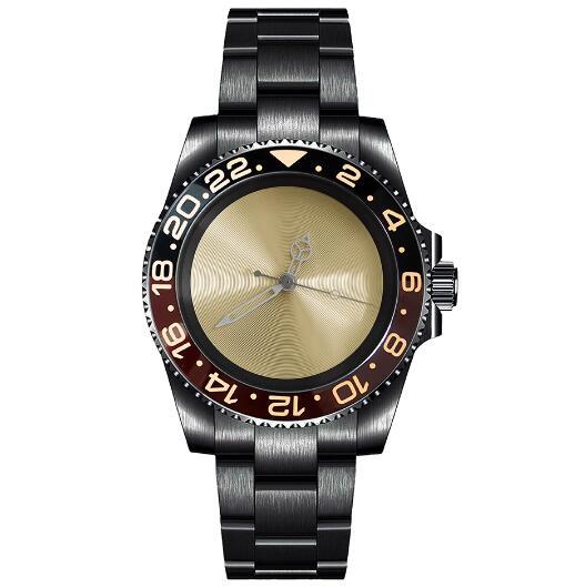 Mechanical Watch PVD Black 40mm Precision Steel Case with Blue Treasure Glass Gold Disc and NH35 Movement