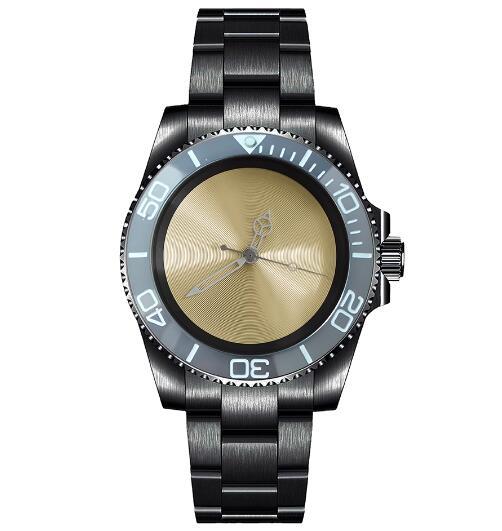 Mechanical Watch PVD Black 40mm Precision Steel Case with Blue Treasure Glass Gold Disc and NH35 Movement
