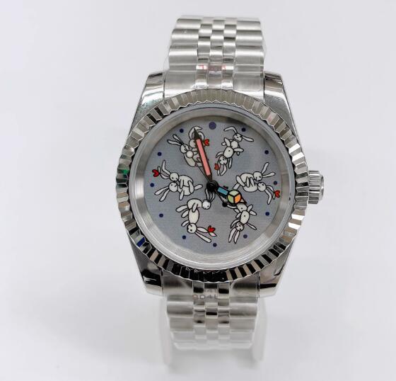 Mechanical Watch Blue Treasure Glass Animal Literal Stainless Steel Case 39mm with NH35 Movement