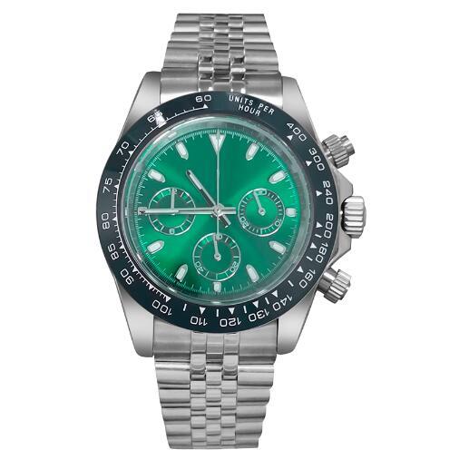 Men's quartz watch timing code 39mm stainless steel case sapphire glass+stainless steel strap VK63 movement