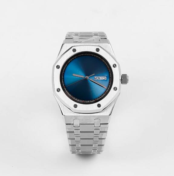 Men's mechanical watch with 41mm stainless steel case and deep blue dial