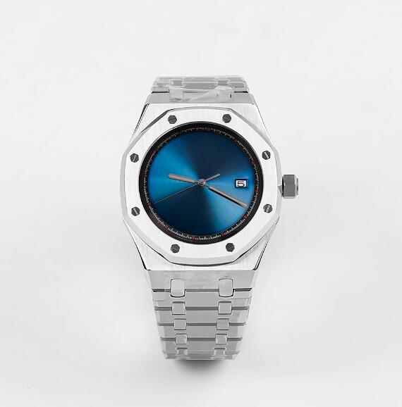 Men's mechanical watch with 41mm stainless steel case and deep blue dial