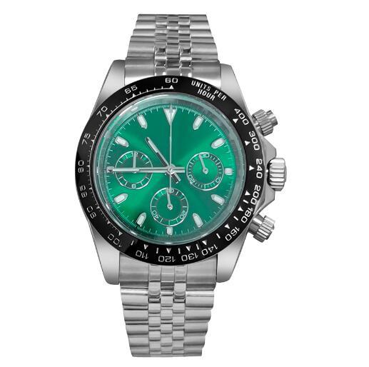 Men's quartz watch timing code 39mm stainless steel case sapphire glass+stainless steel strap VK63 movement