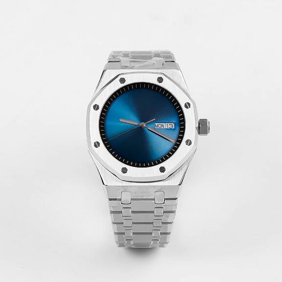 Men's mechanical watch with 41mm stainless steel case and deep blue dial