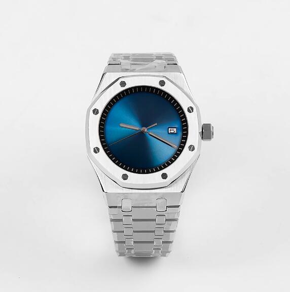 Men's mechanical watch with 41mm stainless steel case and deep blue dial