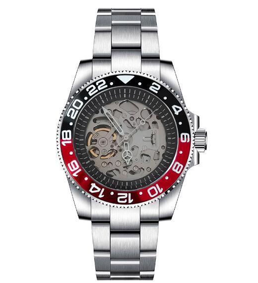 Mechanical watch 40mm precision steel case with full sand strap, blue sapphire glass hollow dial, black inner shadow with NH70 movement