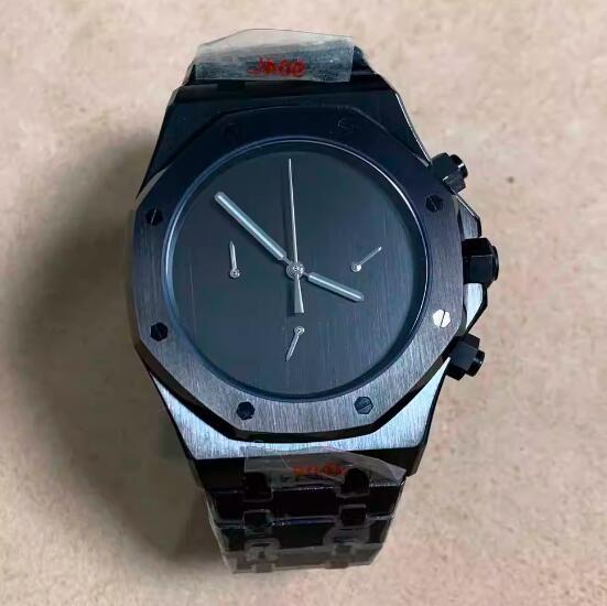 Octagonal quartz men's chronograph 41mm stainless steel watch set with Japanese vk63 movement