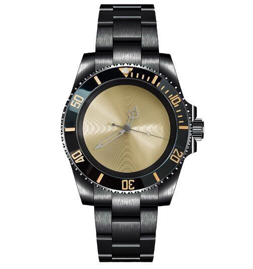 Mechanical Watch PVD Black 40mm Precision Steel Case with Blue Treasure Glass Gold Disc and NH35 Movement