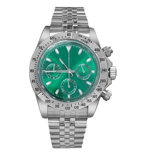 Men's quartz watch timing code 39mm stainless steel case sapphire glass+stainless steel strap VK63 movement