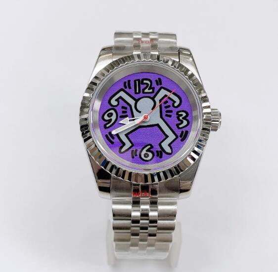 Mechanical Watch Blue Treasure Glass Animal Literal Stainless Steel Case 39mm with NH35 Movement