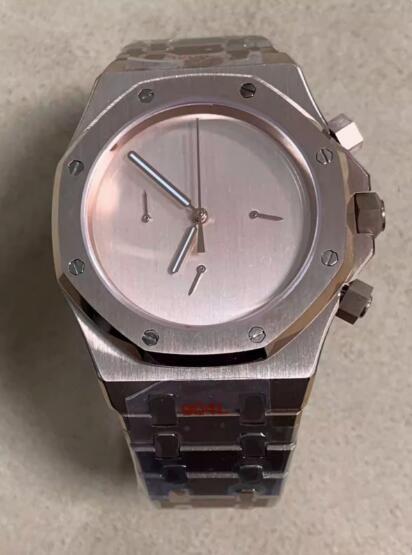 Octagonal quartz men's chronograph 41mm stainless steel watch set with Japanese vk63 movement