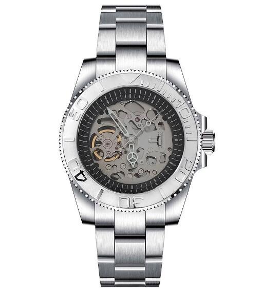 Mechanical watch 40mm precision steel case with full sand strap, blue sapphire glass hollow dial, black inner shadow with NH70 movement