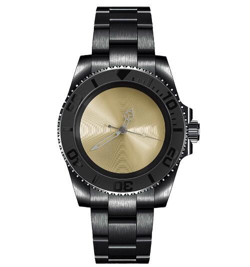 Mechanical Watch PVD Black 40mm Precision Steel Case with Blue Treasure Glass Gold Disc and NH35 Movement