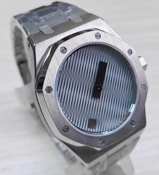 Men's mechanical watch with 41mm geometric dial and stainless steel case paired with new NH35A movement