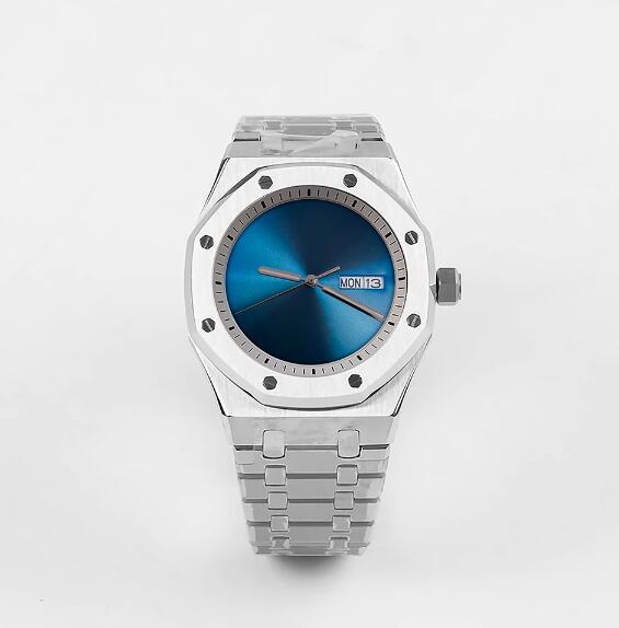 Men's mechanical watch with 41mm stainless steel case and deep blue dial