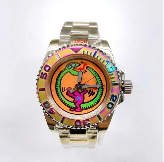 Cartoon mechanical watch with 40mm stainless steel case and sapphire glass mirror equipped with Japanese NH35 movement