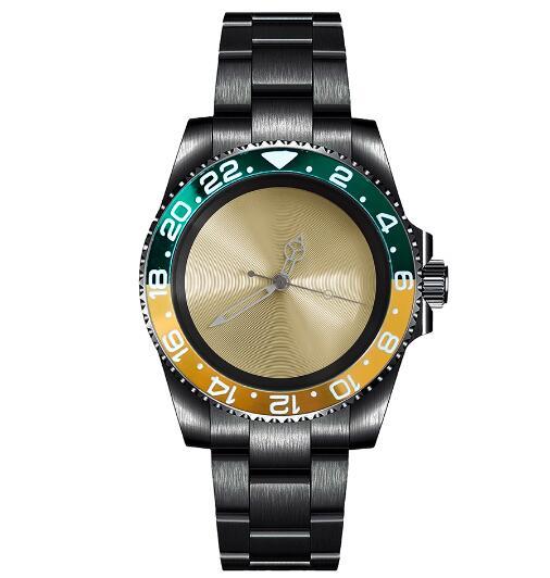 Mechanical Watch PVD Black 40mm Precision Steel Case with Blue Treasure Glass Gold Disc and NH35 Movement