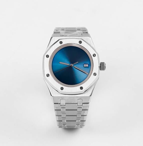 Men's mechanical watch with 41mm stainless steel case and deep blue dial