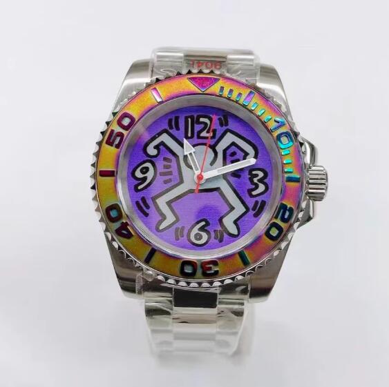Cartoon mechanical watch with 40mm stainless steel case and sapphire glass mirror equipped with Japanese NH35 movement