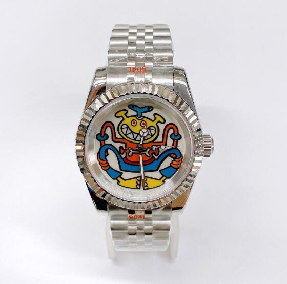 Mechanical Watch Blue Treasure Glass Animal Literal Stainless Steel Case 39mm with NH35 Movement