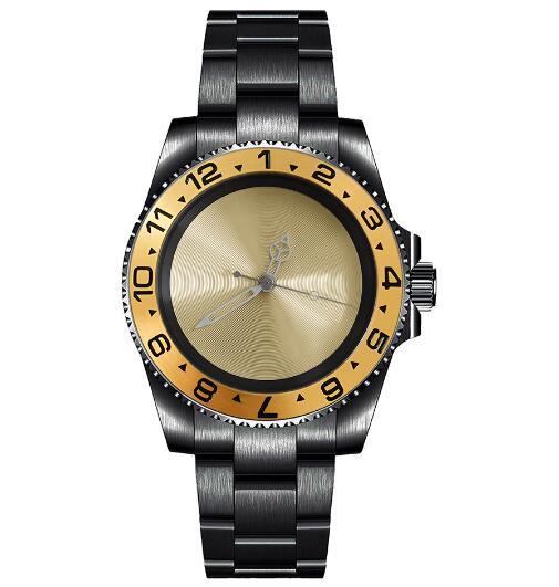 Mechanical Watch PVD Black 40mm Precision Steel Case with Blue Treasure Glass Gold Disc and NH35 Movement