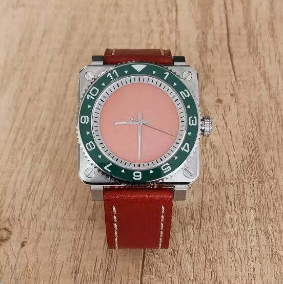 New men's mechanical watch features a minimalist square and genuine leather strap with a Japanese NH35 movement