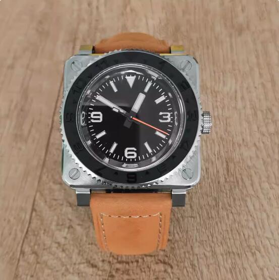New Square Mechanical Men's 369 Watch with Green Glow and Japanese NH35 Automatic Mechanical Movement