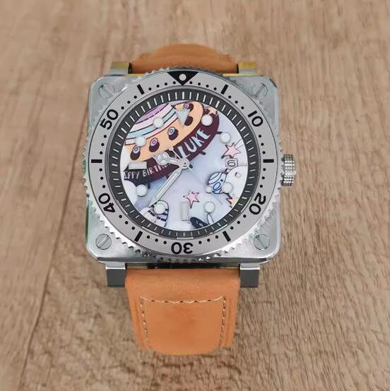 New Men's Watch 42MM Precision Steel Square dial Spaceship Party Assembly Japanese NH35 Movement