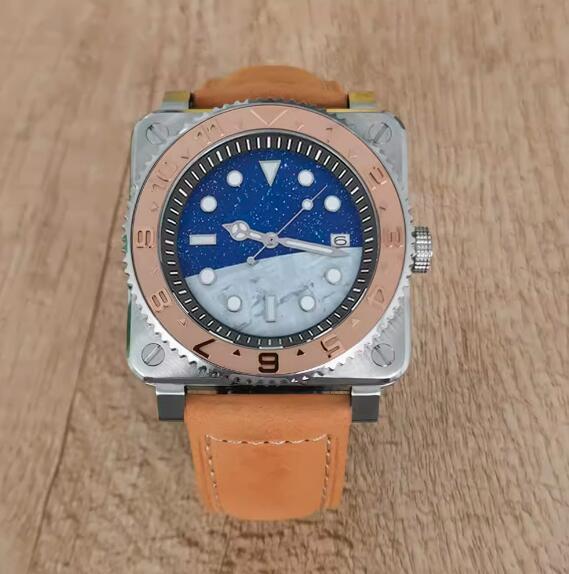 New men's watch 42MM stainless steel square dial with starry moon lettering assembly, Japanese NH35 movement