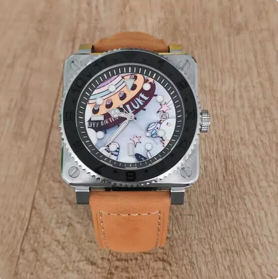 New Men's Watch 42MM Precision Steel Square dial Spaceship Party Assembly Japanese NH35 Movement