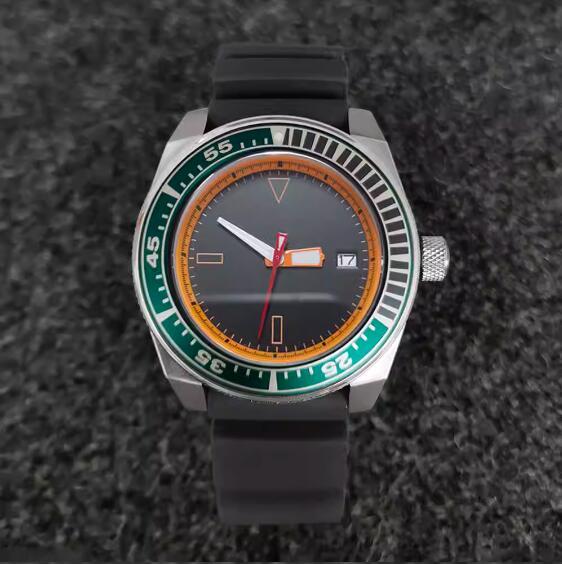 New men's automatic mechanical watch 43mm black orange minimalist dial rubber strap with Japanese NH35 movement