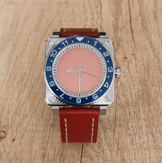New men's mechanical watch features a minimalist square and genuine leather strap with a Japanese NH35 movement