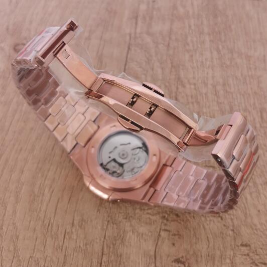 Men's Mechanical Watch 41MM Rose Gold Nautilus Style Sapphire Glass with NH35 Movement
