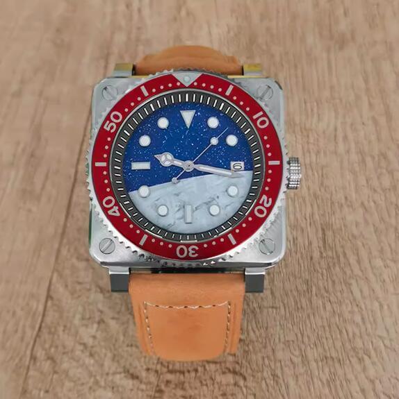 New men's watch 42MM stainless steel square dial with starry moon lettering assembly, Japanese NH35 movement