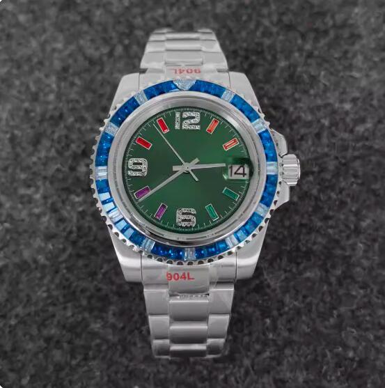 Men's mechanical watch with 40mm crystal ring and stainless steel case with sun pattern dial equipped with NH35 movement