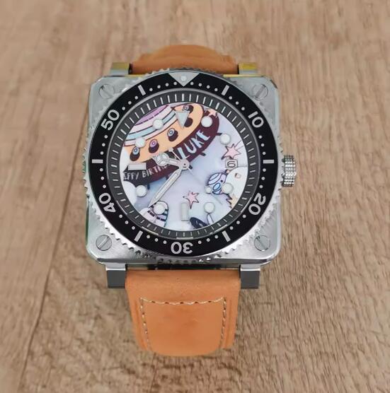 New Men's Watch 42MM Precision Steel Square dial Spaceship Party Assembly Japanese NH35 Movement