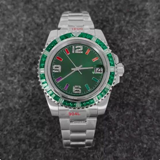 Men's mechanical watch with 40mm crystal ring and stainless steel case with sun pattern dial equipped with NH35 movement